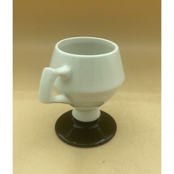 Vintage Hall China Pedestal White Mug Restaurant Ware Black Footed - Picture 3 of 11